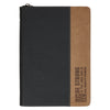 Be Strong Black and Tan Faux Leather Classic Journal with Zipper Closure - Ephesians 6:10