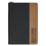 Be Strong Black and Tan Faux Leather Classic Journal with Zipper Closure - Ephesians 6:10