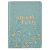 Strength and Dignity Misty Teal Faux Leather Journal - Proverbs 31:25