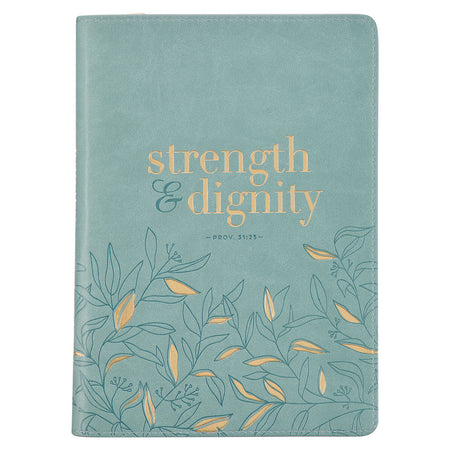 Strength and Dignity Peach Pink Faux Leather Classic Journal with Zipper Closure - Proverbs 31:25