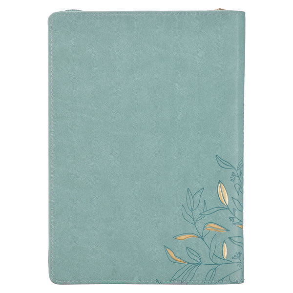 Strength and Dignity Misty Teal Faux Leather Journal - Proverbs 31:25