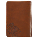 Amazing Grace Natural Canvas and Honey-brown Faux Leather Journal with Zipper Closure - 2 Corinthians 12:9