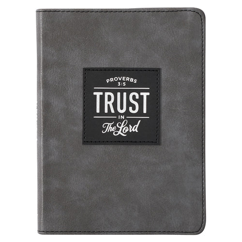 Trust in the LORD Gray Faux Leather Handy-sized Journal - Proverbs 3:5