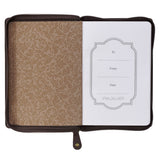 Man of God Honey-brown and Espresso Faux Leather Journal with Zipper Closure - 1 Timothy 6:11