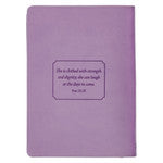 Strength & Dignity Hummingbird Purple Faux Leather Classic Journal with Zipper Closure - Proverbs 31:25