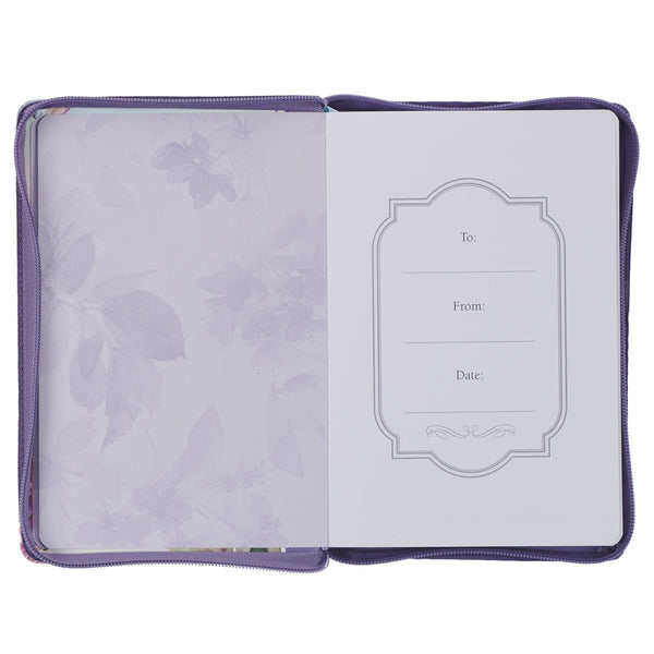 Strength & Dignity Hummingbird Purple Faux Leather Classic Journal with Zipper Closure - Proverbs 31:25