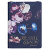 Be Still and Know Midnight Blue Floral Faux Leather Classic Journal with Zipper Closure - Psalm 46:10 - KI Gifts Christian Supplies