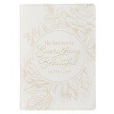 Everything Beautiful White Faux Leather Classic Journal - Ecclesiastes 3:11 - KI Gifts Christian Supplies