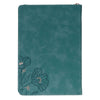 Through Christ Teal Faux Leather Journal with Zippered Closure - Philippians 4:13