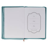 Through Christ Teal Faux Leather Journal with Zippered Closure - Philippians 4:13