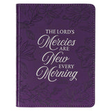 New Mercies Purple Floral Faux Leather Handy-sized Journal - Lamentations 3:22-23 - KI Gifts Christian Supplies