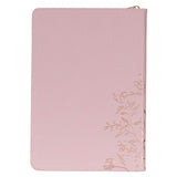 Strength and Dignity Pink Faux Leather Journal with Zippered Closure - Proverbs 31:25