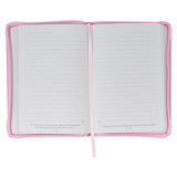 Strength and Dignity Pink Faux Leather Journal with Zippered Closure - Proverbs 31:25