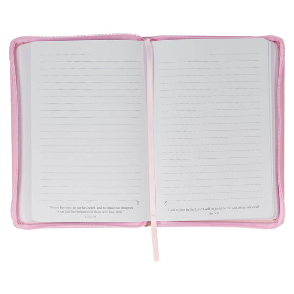 Strength and Dignity Pink Faux Leather Journal with Zippered Closure - Proverbs 31:25