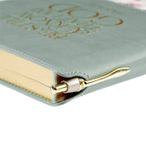 Be Still Teal Meadow Classic Faux Leather Journal with Pen Holder - Psalm 46:10