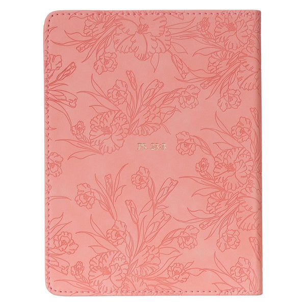 He Restores My Soul Pink Floral Faux Leather Handy-sized Journal - Psalm 23:3