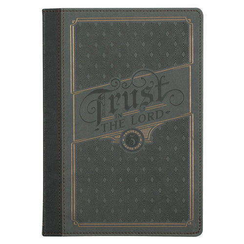 Trust in the Lord Charcoal Faux Leather Classic Journal - Proverbs 3:5 - KI Gifts Christian Supplies