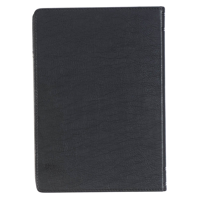 Be Strong in the Lord Black and Gray Lion Faux Leather Journal - Ephesians 6:10