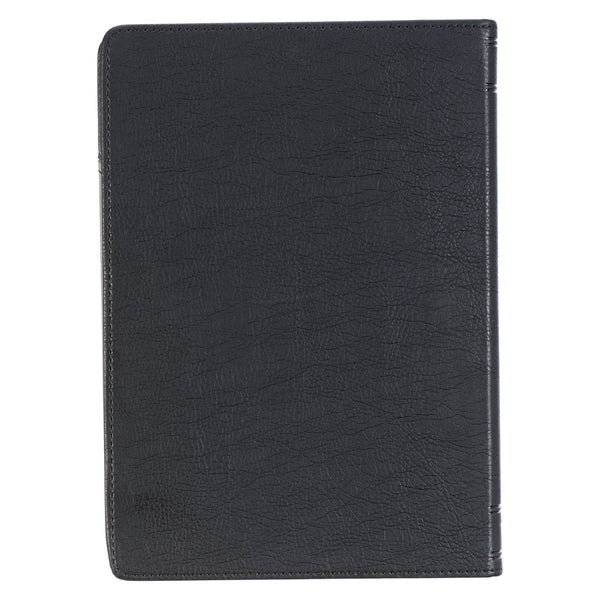 Be Strong in the Lord Black and Gray Lion Faux Leather Journal - Ephesians 6:10