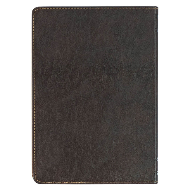 Strong and Courageous Espresso and Saddle Tan Faux Leather Classic Journal - Joshua 1:9