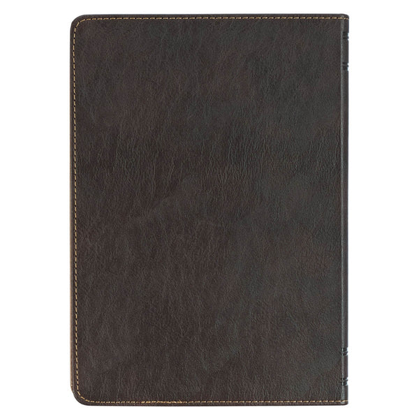 Strong and Courageous Espresso and Saddle Tan Faux Leather Classic Journal - Joshua 1:9