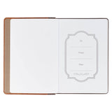 Strong and Courageous Espresso and Saddle Tan Faux Leather Classic Journal - Joshua 1:9