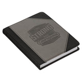 Be Strong and Courageous Black and Gray Faux Leather Handy-sized Journal - Joshua 1:9