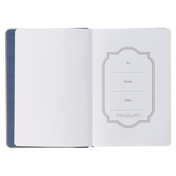 Walk By Faith Navy and Gray Classic Journal with Elastic Closure and Pen Holder - 2 Corinthians 5:7