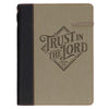 Trust in the Lord Black and Sand Faux Leather Classic Journal with Pen Holder - Proverbs 3:5 - KI Gifts Christian Supplies