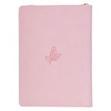 Under His Wings Pink Faux Leather Classic Journal with Zipper Closure - Psalm 91:4