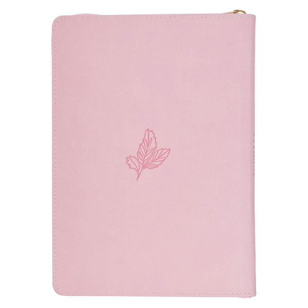 Under His Wings Pink Faux Leather Classic Journal with Zipper Closure - Psalm 91:4