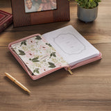 Under His Wings Pink Faux Leather Classic Journal with Zipper Closure - Psalm 91:4