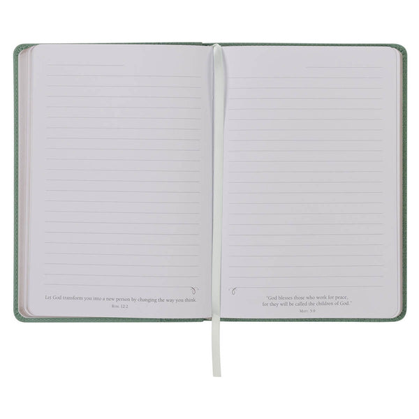 Faith Teal Floral Faux Leather Classic Journal - 2 Corinthians 5:7