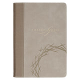 Amazing Grace Taupe Crown of Thorns Classic Faux Leather Journal - Isaiah 53:5 - KI Gifts Christian Supplies