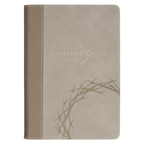 Amazing Grace Taupe Crown of Thorns Classic Faux Leather Journal - Isaiah 53:5 - KI Gifts Christian Supplies
