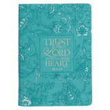 Trust in the Lord Teal Floral Faux Leather Journal with Zipper Closure - Proverbs 3:5 - KI Gifts Christian Supplies