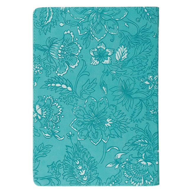 Trust in the Lord Teal Floral Faux Leather Journal with Zipper Closure - Proverbs 3:5