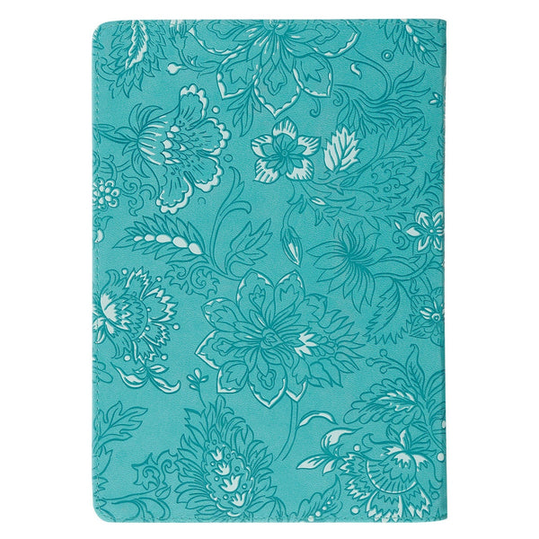 Trust in the Lord Teal Floral Faux Leather Journal with Zipper Closure - Proverbs 3:5