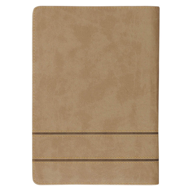 With God All Things Are Possible Tan Faux Leather Journal with Zipper Closure - Matthew 19:26