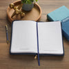 Amazing Grace Navy Blue Floral Faux Leather Classic Journal Zipper Closure