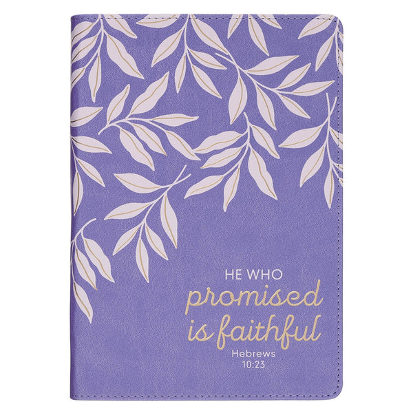 Faithful Promise Lavender Garden Faux Leather Classic Journal - Hebrews 10:23 - KI Gifts Christian Supplies