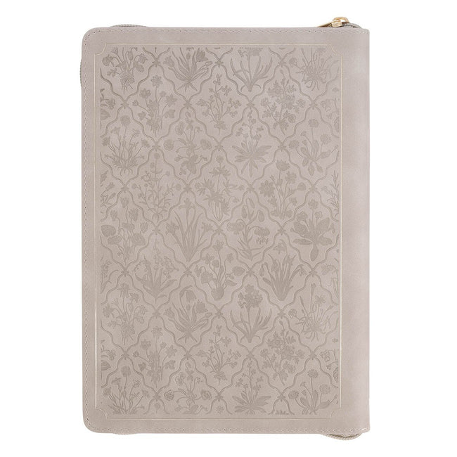 Sufficient Grace Taupe Faux Leather Classic Journal with Zipper Closure - 2 Cor 12:9