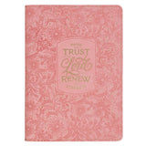Trust Pink Floral Faux leather Classic Journal with Zipper Closure - Isaiah 40:31 - KI Gifts Christian Supplies