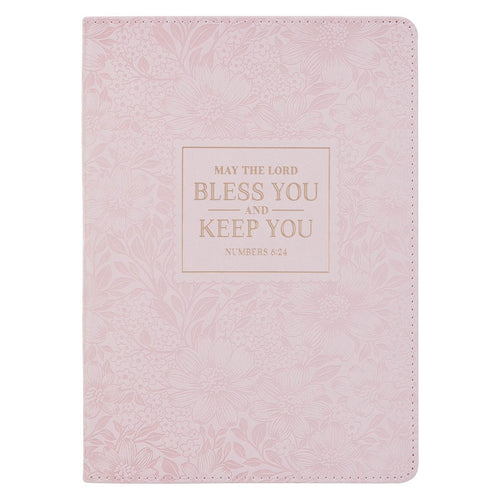 Bless and Keep You Blush Bloom Faux Leather Classic Journal - Numbers 6:24 - KI Gifts Christian Supplies