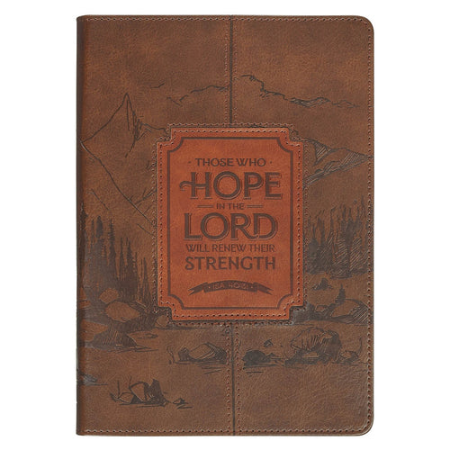 Hope in the Lord Chestnut Brown Faux Leather Classic Journal - Isaiah 40:31 - KI Gifts Christian Supplies