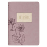 Always Be Joyful Dusty Mauve Faux Leather Classic Journal with Zipper Closure - 1 Thessalonians 5:16 - KI Gifts Christian Supplies