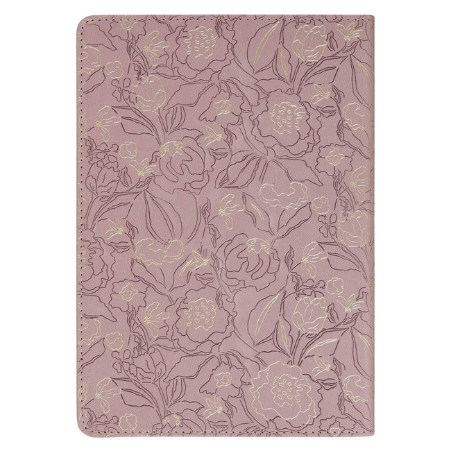 Strength and Dignity Dusty Purple Floral Faux Leather Classic Journal - Proverbs 31:25