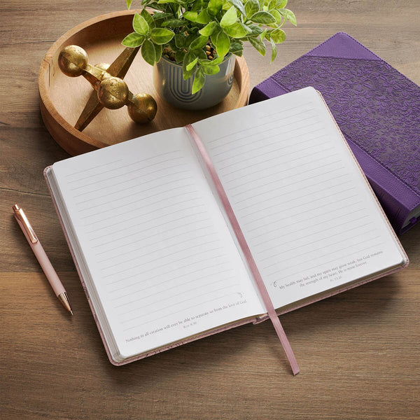 Strength and Dignity Dusty Purple Floral Faux Leather Classic Journal - Proverbs 31:25