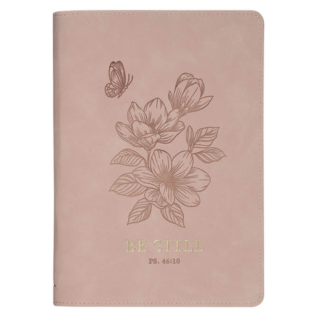 Amazing Grace Navy Blue Floral Faux Leather Classic Journal Zipper Closure