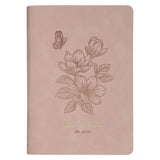 Be Still Pink Floral Faux Leather Classic Journal with Zipper Closure - Psalm 46:10 - KI Gifts Christian Supplies
